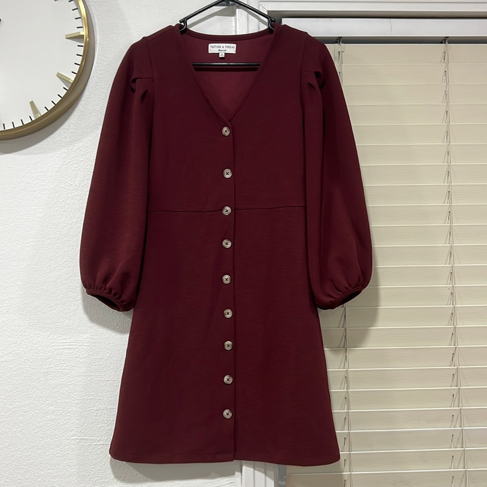 Madewell maroon button down dress